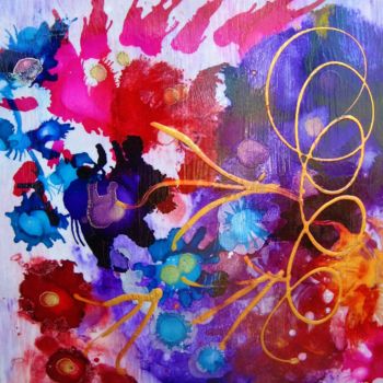 Malerei mit dem Titel "purple fantasy" von Adele Steinberg, Original-Kunstwerk, Tinte