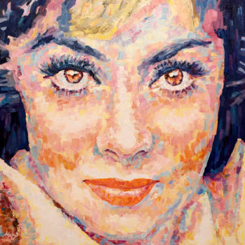 Malerei mit dem Titel "Gina Lollobrigida." von Liliya Chernaya, Original-Kunstwerk, Öl