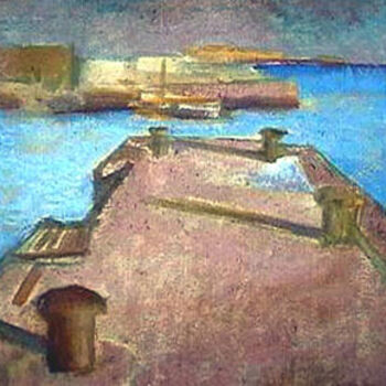 Peinture intitulée "quai d'aran" par Elodie Studler, Œuvre d'art originale