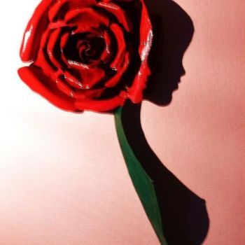 Скульптура под названием "Rose rouge" - Paul Pacotto, Подлинное произведение искусства, Металлы