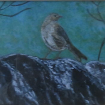 Peinture intitulée "Oiseau sur un toit" par Artcouleur S, Œuvre d'art originale, Acrylique