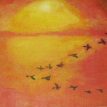 Painting titled "Migration" by Artcouleur S, Original Artwork, Oil