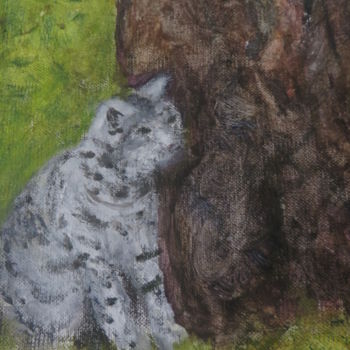 Peinture intitulée "Chat contre un arbr…" par Artcouleur S, Œuvre d'art originale, Acrylique