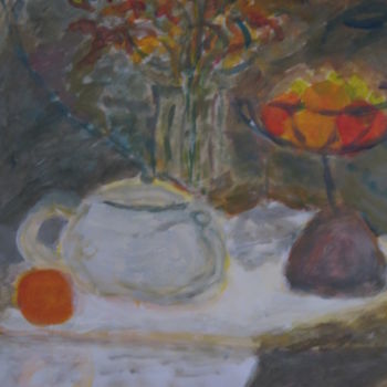 Peinture intitulée "Corbeille de fruits" par Artcouleur S, Œuvre d'art originale, Acrylique