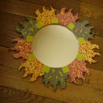 Sculpture intitulée "Miroir soleil en mo…" par Artcouleur S, Œuvre d'art originale, Objets