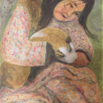 Schilderij getiteld "Petite fille inuit" door Artcouleur S, Origineel Kunstwerk, Acryl