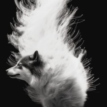 Digital Arts με τίτλο "Tornado Wolf" από Artcypia, Αυθεντικά έργα τέχνης, Εικόνα που δημιουργήθηκε με AI