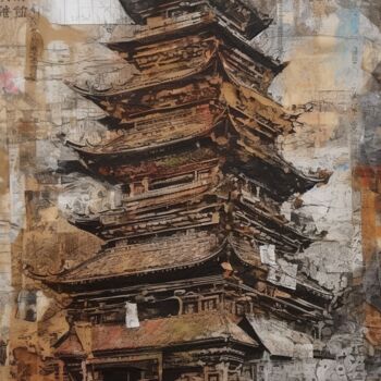 Digitale Kunst mit dem Titel "Temple Chinois" von Artcypia, Original-Kunstwerk, KI-generiertes Bild