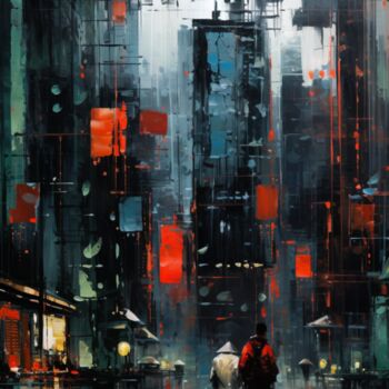 Цифровое искусство под названием "Futurist City" - Artcypia, Подлинное произведение искусства, Изображение, сгенерированное…