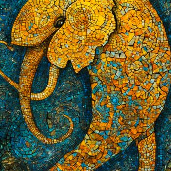 Artes digitais intitulada "Elephant Celeste 01" por Artcypia, Obras de arte originais, Imagem gerada por IA
