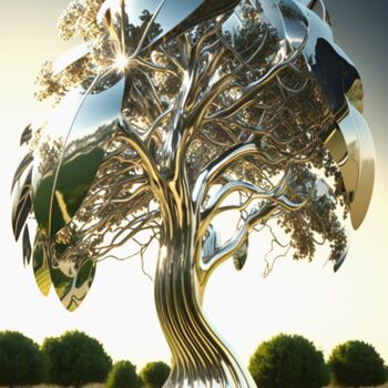 Цифровое искусство под названием "L'arbre soleil" - Artcypia, Подлинное произведение искусства, Изображение, сгенерированное…