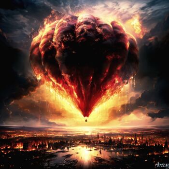 "Armageddon Balloon" başlıklı Dijital Sanat Artcypia tarafından, Orijinal sanat, AI tarafından oluşturulan görüntü