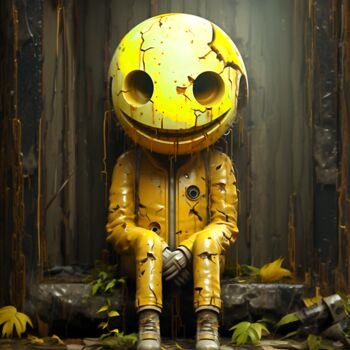 Digital Arts titled "Smiley est-il trist…" by Artcypia, Original Artwork, AI generated image