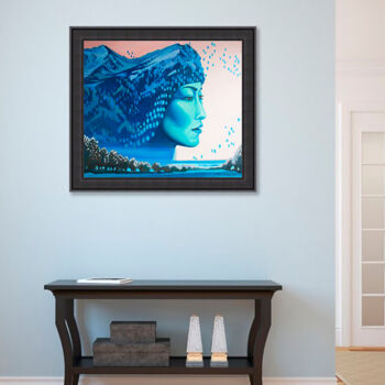 Painting titled "Mountain woman | dr…" by Anastasiya Dashevskaya, Original Artwork, Oil Mounted on Wood Stretcher frame