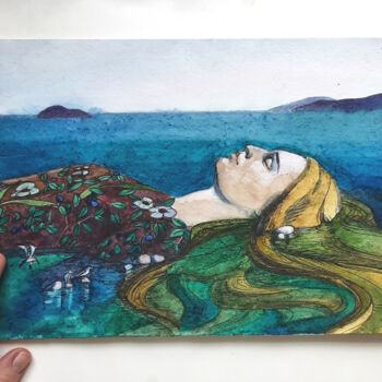 Zeichnungen mit dem Titel "Dream of Island | p…" von Anastasiya Dashevskaya, Original-Kunstwerk, Aquarell