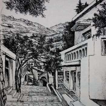 Peinture intitulée "ruelle de Smardakito" par Christian Geai, Œuvre d'art originale