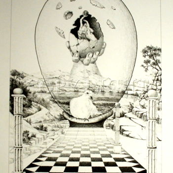 Zeichnungen mit dem Titel "NAISSANCE DU MONDE" von Christian Geai, Original-Kunstwerk, Andere