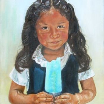 Ζωγραφική με τίτλο "Popsicle Girl" από Joie, Αυθεντικά έργα τέχνης