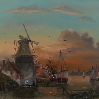 Malerei mit dem Titel "Romantische Abendst…" von Hans-Peter Emons, Original-Kunstwerk, Öl