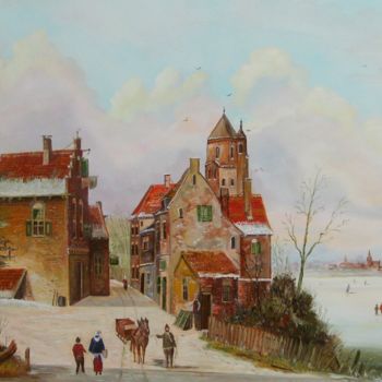 Painting titled "Holländische Gracht…" by Hans-Peter Emons, Original Artwork, Oil