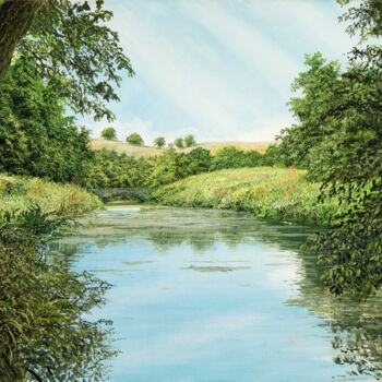 Painting titled "idyllic landscape /…" by Artdemo, Original Artwork, Oil