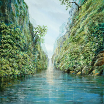 Painting titled "light valley / Lich…" by Artdemo, Original Artwork, Oil