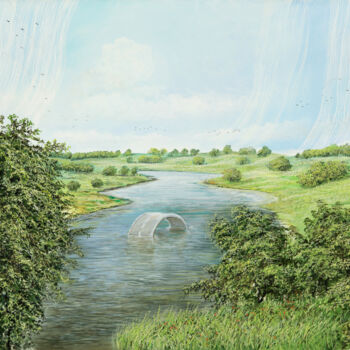 Painting titled "round bridge / Rund…" by Artdemo, Original Artwork, Oil