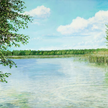 Painting titled "Lake near Muenchebe…" by Artdemo, Original Artwork, Oil