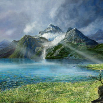 Malerei mit dem Titel "water resource / Wa…" von Artdemo, Original-Kunstwerk, Öl