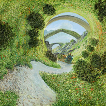 Malerei mit dem Titel "water road / Wasser…" von Artdemo, Original-Kunstwerk, Öl