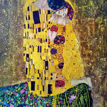 Painting titled "Gustav Klimt Kiss" by Andy Rudgeri, Original Artwork, Acrylic