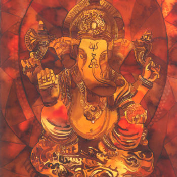 Painting titled "LORD-GANESH." by Devendra Negi, Original Artwork, Watercolor