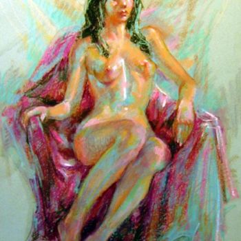 Painting titled "SEATED NUDE" by Mel Delija, Original Artwork, Oil