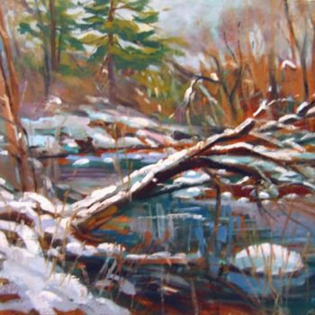 Painting titled "WINTER IN WILKET CR…" by Mel Delija, Original Artwork, Oil