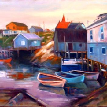 Painting titled "PEGGY'S COVE" by Mel Delija, Original Artwork, Oil