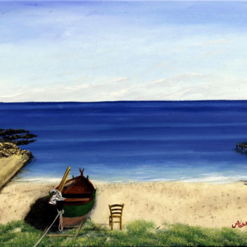 Peinture intitulée "Barca in riparazione" par Accarò, Œuvre d'art originale, Huile