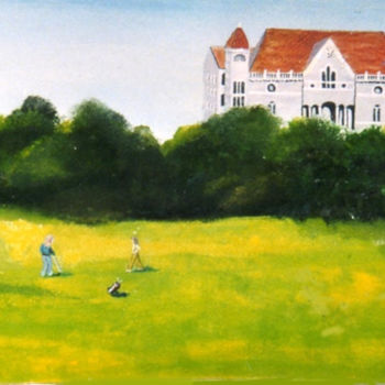 Painting titled "campo da golf" by Accarò, Original Artwork, Oil