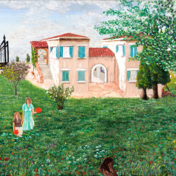 Pittura intitolato "Casa di campagna" da Accarò, Opera d'arte originale, Olio