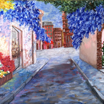 Malerei mit dem Titel "Glicine in fiore" von Accarò, Original-Kunstwerk, Acryl