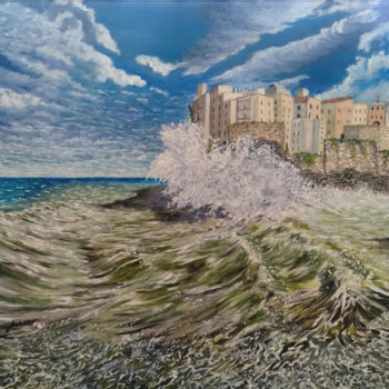 Pittura intitolato "Polignano a Mare" da Accarò, Opera d'arte originale, Olio