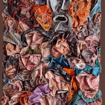 Schilderij getiteld "Mosaico di anime, 8…" door Accarò, Origineel Kunstwerk, Olie