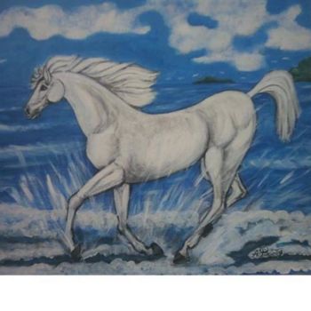 Painting titled "Stallone Bianco" by Angelo Pisciotta, Original Artwork