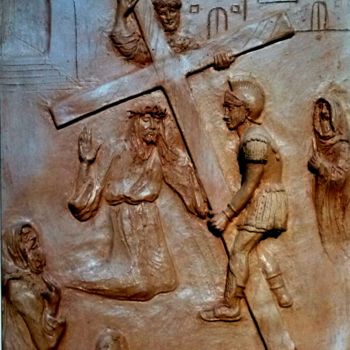 Rzeźba zatytułowany „2   -via-crucis- TA…” autorstwa Angelo Pisciotta, Oryginalna praca, Terakota