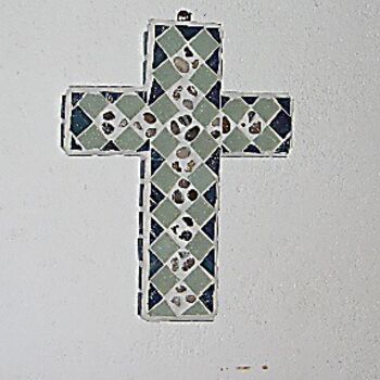 Sculpture titled "Pebbled Cross" by Arteangel, Original Artwork