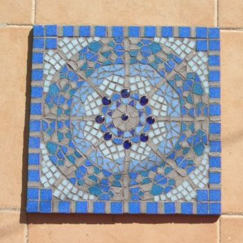 Artcraft titled "Blue Mosaic Mandala" by Arteangel, Original Artwork