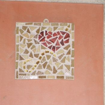 Artesanato intitulada "Red Heart Plaque" por Arteangel, Obras de arte originais