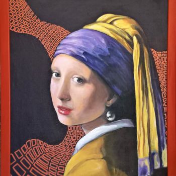 Painting titled "LA JEUNE FILLE AU G…" by Carole Dureau, Original Artwork, Acrylic