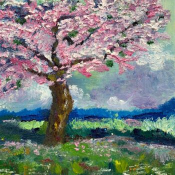 Peinture intitulée "''Pink Blossom'' Sa…" par Elena Tuncer, Œuvre d'art originale, Huile