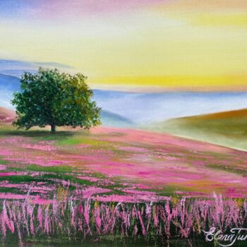 Painting titled "''Pink Radiance'' L…" by Elena Tuncer, Original Artwork, Oil