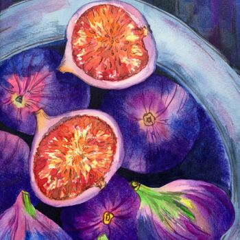 Malarstwo zatytułowany „''Purple Vitality''…” autorstwa Elena Tuncer, Oryginalna praca, Akwarela